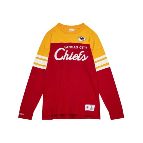 NEW Mitchell & Ness Special Script Long Sleeve Kansas City Chiefs Red Mens XS - Picture 1 of 7